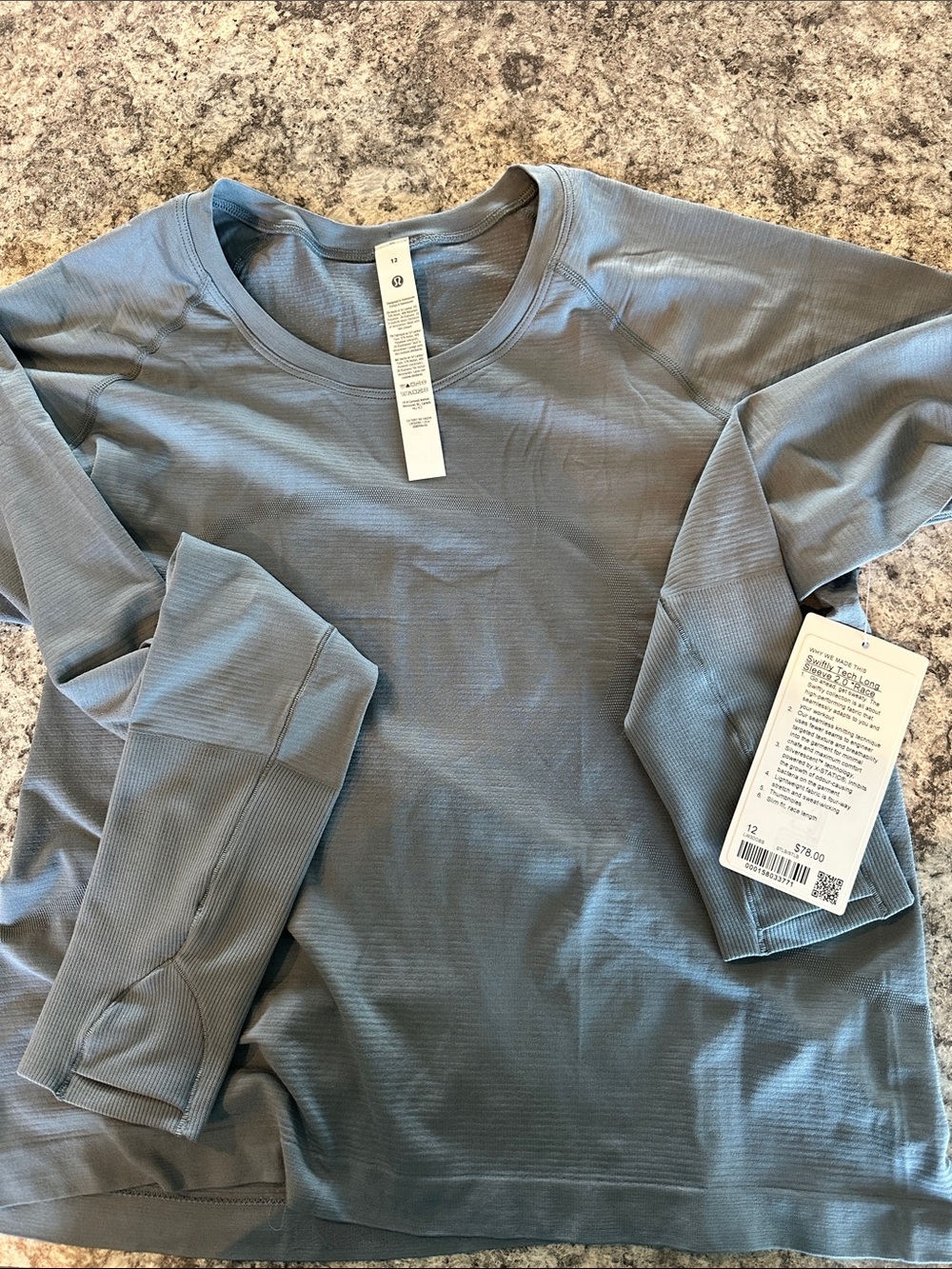 NWT lululemon athletica swiftly tech Long Sleeve 2.0 in Slate Blue